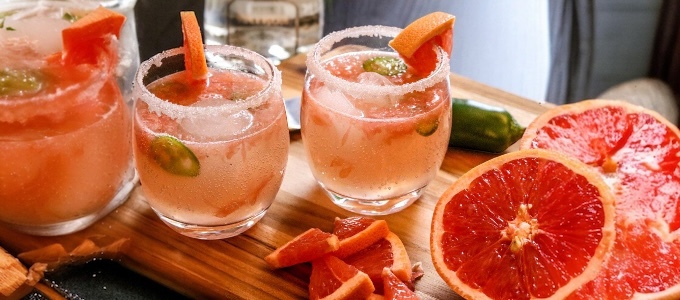 A twist on the Grapefruit French 75 made with fresh